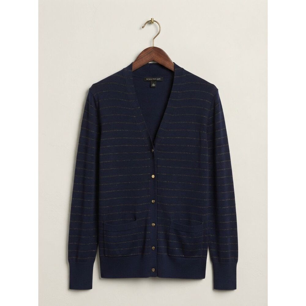 Women's Banana Republic Size Large Navy Striped Cardigan